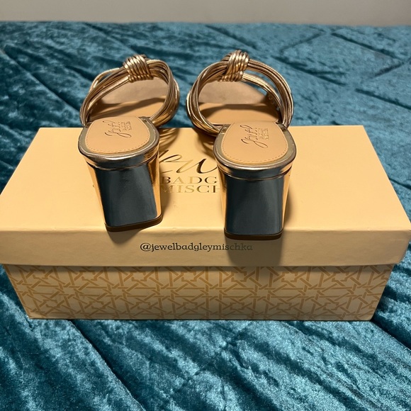 JEWEL BAGDLEY MISCHKA  women gold block heel sandals/size 6.5 - Picture 9 of 12